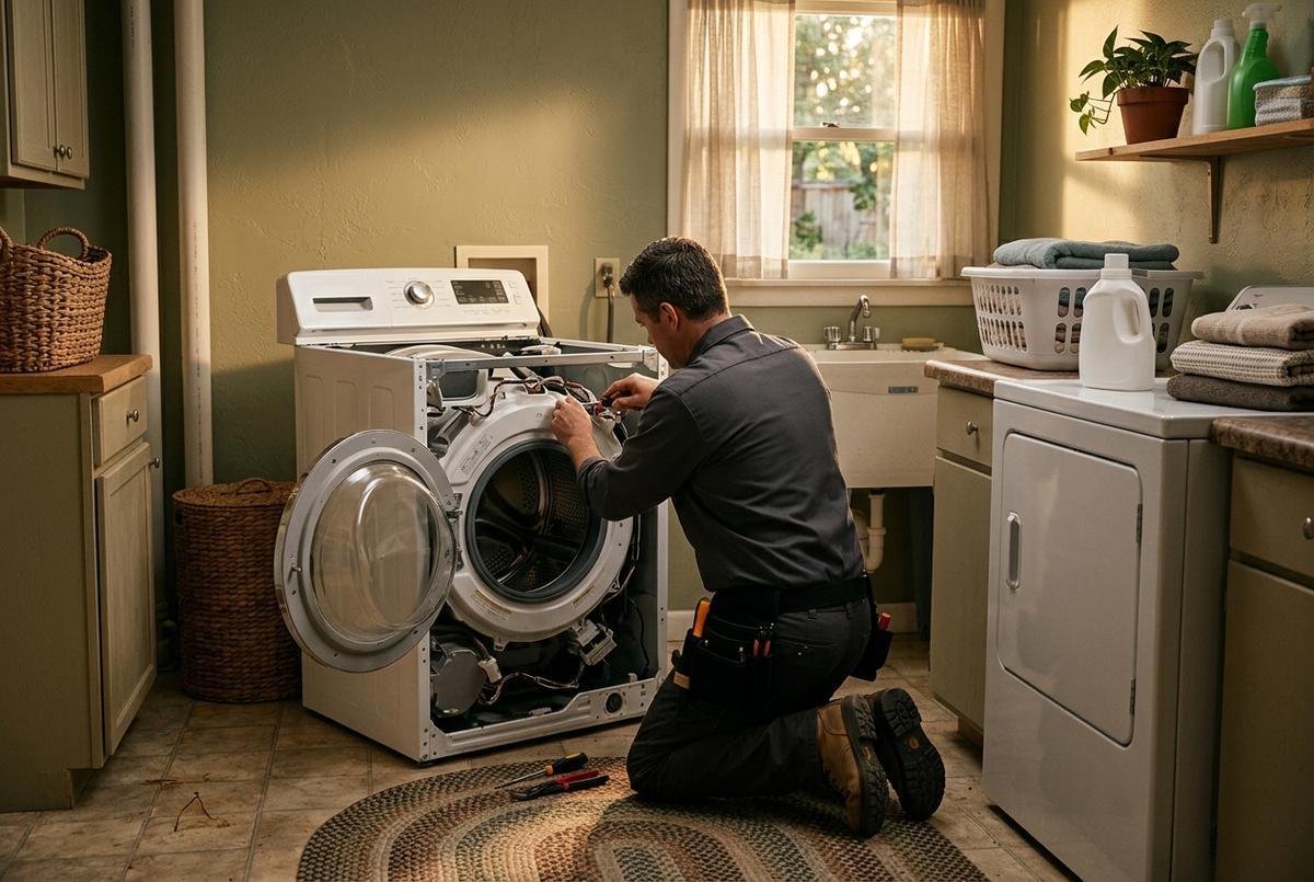Washer Repair technician at work